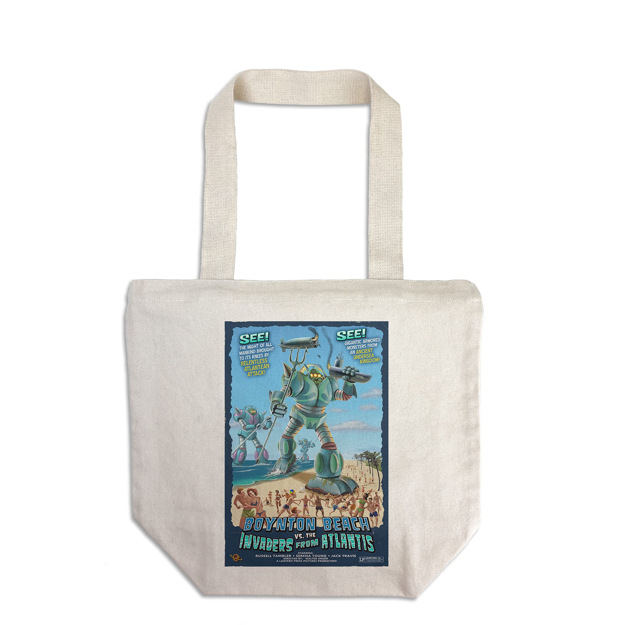 Boynton Beach Florida vs. Atlantean Invaders Eco-Friendly 100% Cotton Canvas Reusable Tote Bag for Grocery Shopping, Beach Trips & Daily Errands