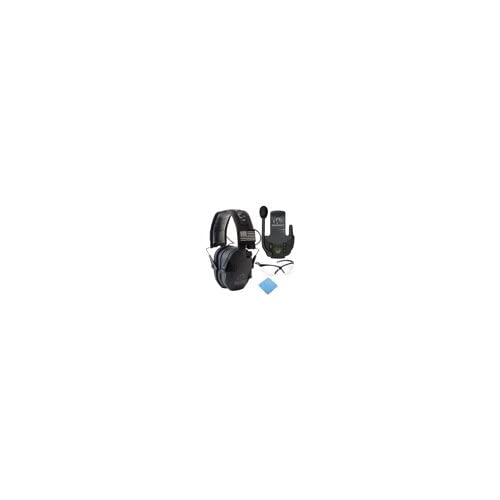 Walker's Razor Slim Electronic Shooting Earmuffs - Noise Cancelling Hearing Protection with Walkie Talkie & Safety Glasses Bundle for Hunting, Range Shooting & Outdoor Activities