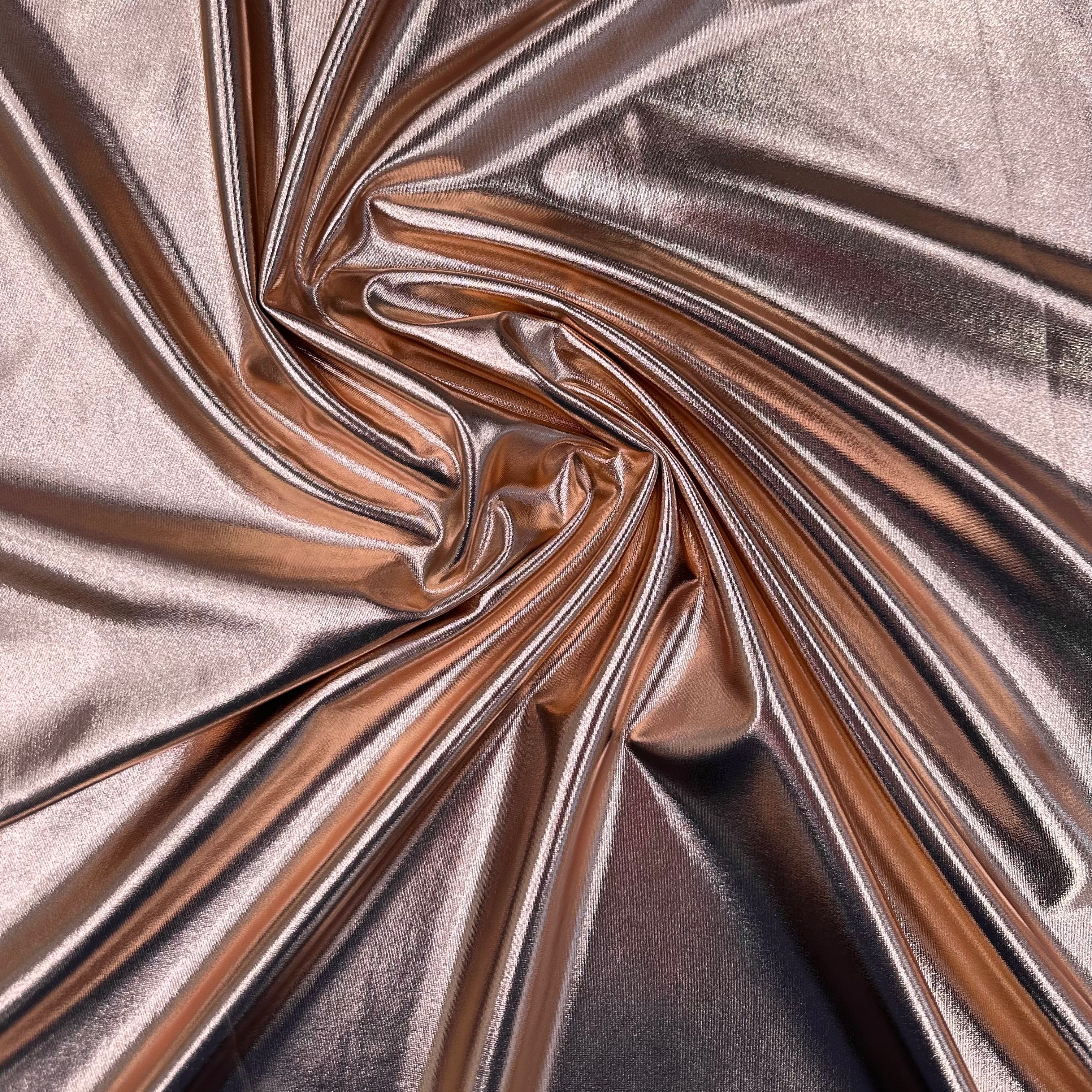 Liquid Poly Spandex Fabric - Soft Stretchy Rose Gold Material for Dancewear, Swimwear & Activewear