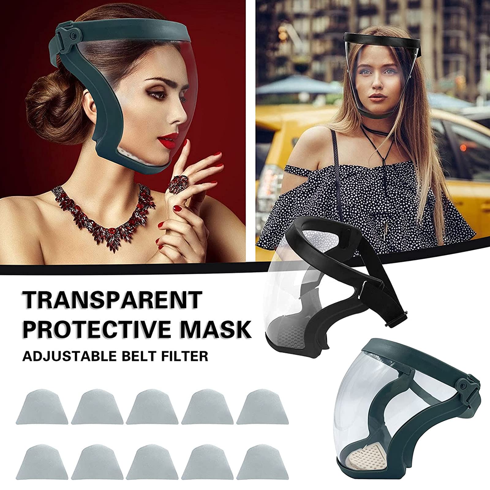 XYZCUP Anti-Saliva Full Face Shield - Windproof, Sandproof & Splashproof Clear Mask with Anti-Fog Technology - Comfortable & Breathable for Outdoor Activities (Black) - Perfect for Cycling, Running, Construction Work and Dusty Environments