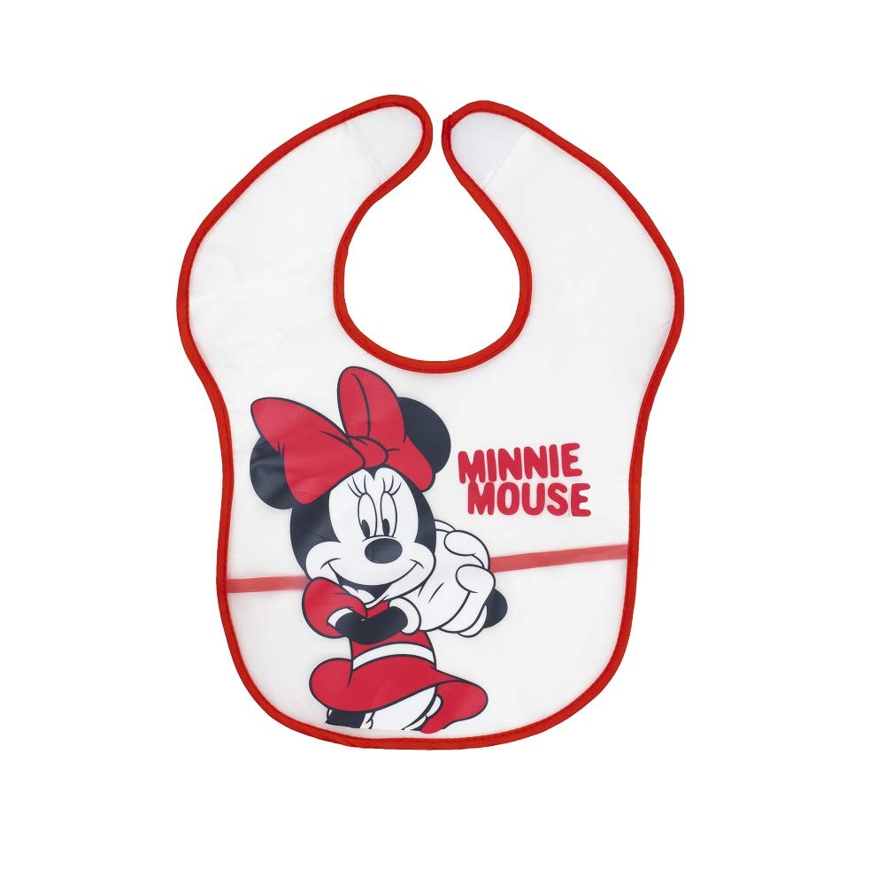 Interbaby Disney Minnie Mouse Plastic Bib - Waterproof & Easy Clean for Babies & Toddlers - Perfect for Mealtime, Travel & Daycare