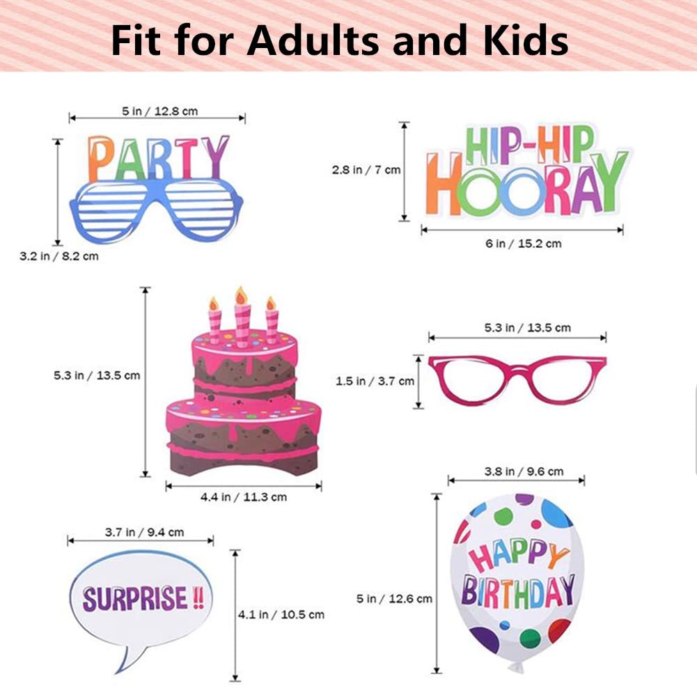 SamHeng 22-Piece Birthday Party Photobooth Props Kit - Happy Birthday Decorations for Girls & Boys Party Supplies - Ready-to-Use Party Favors for Birthdays, Baby Showers & Celebrations