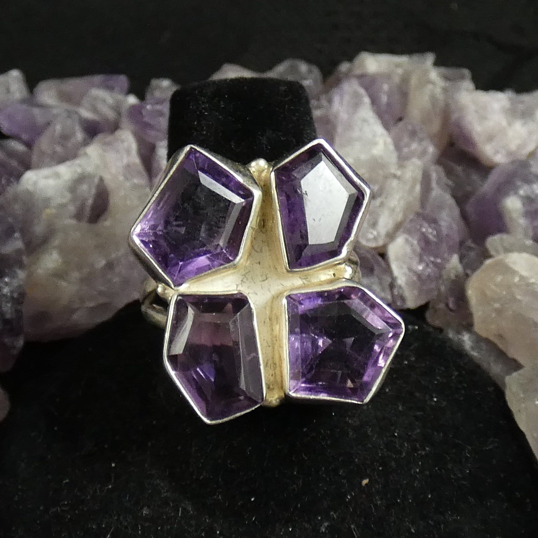 Natural Amethyst Sterling Silver Ring for Women - Size 7.75 - Elegant Purple Gemstone Jewelry for Everyday Wear, Gift Giving & Special Occasions