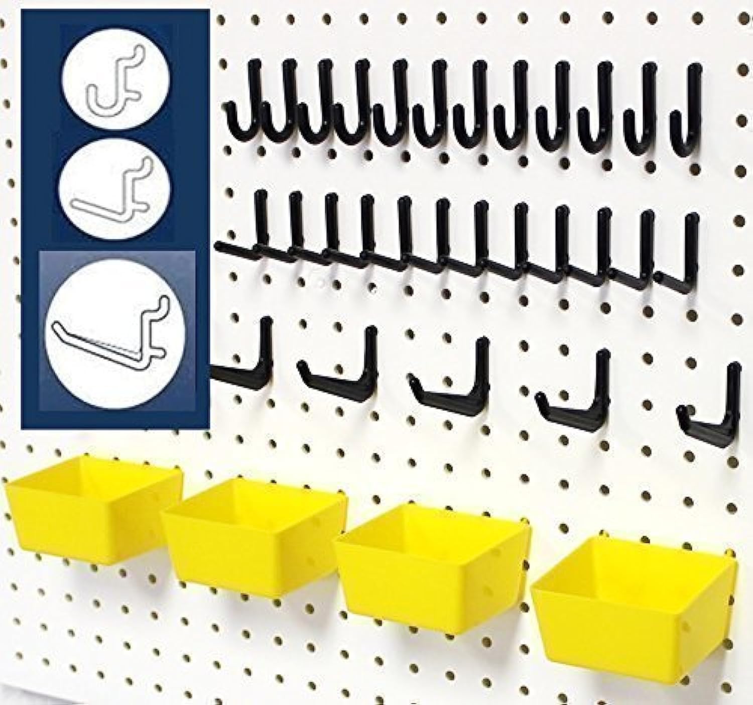 WallPeg Pegboard Bins (43-Piece Kit) - Durable Storage Organizer for Garage, Workshop & Craft Room - Perfect for Tools, Supplies & DIY Projects