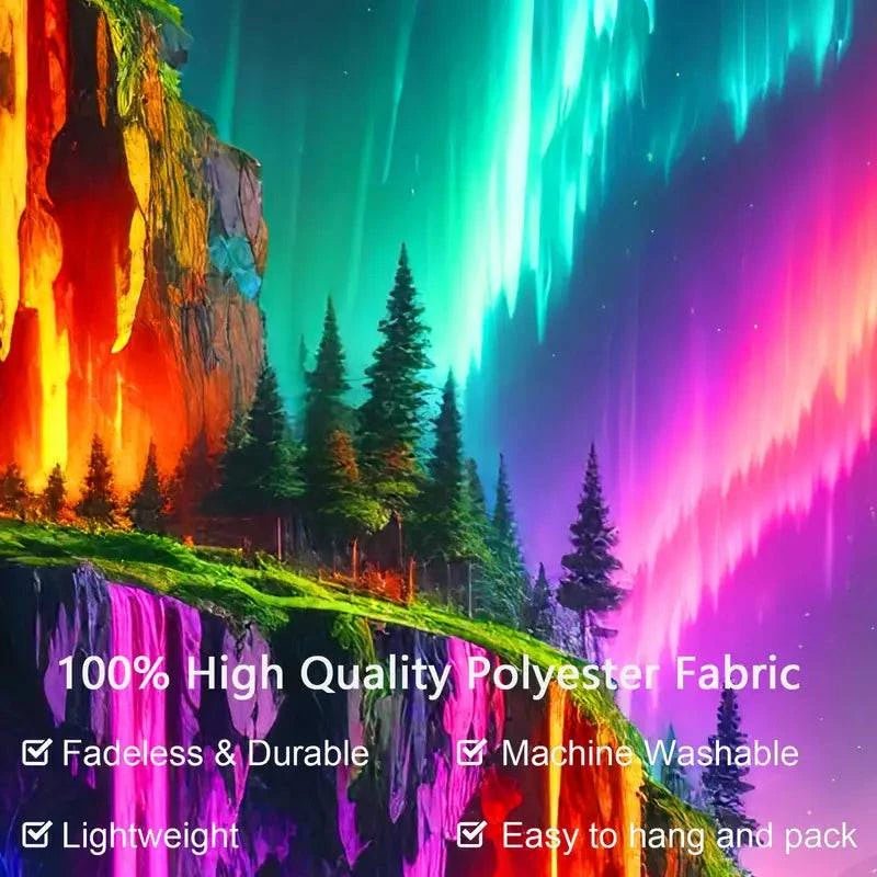Cave Landscape Glow in the Dark Tapestry - UV Reactive Wall Art Decor for Bedroom, Living Room & Dorm Room Aesthetic