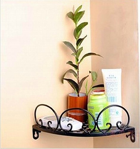 Black Wrought Iron Triangle Corner Shelf for Bathroom & Garden - Space-Saving Storage Solution for Plants, Towels & Decor
