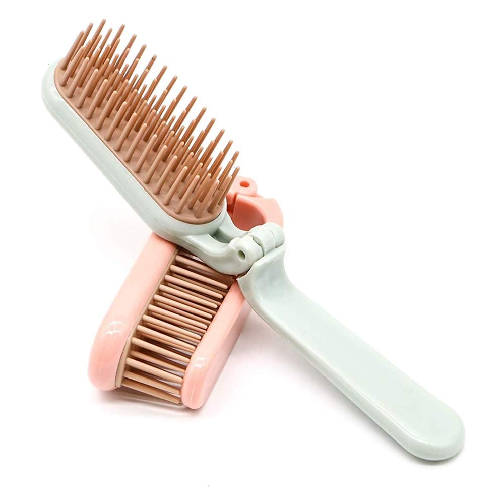 2Pcs Portable Folding Hair Brush & Comb Set - Mini Anti-Static Anti-Knot Massage Brush for Women & Girls - Compact Travel Size Fits in Handbag (Dark) - Perfect for Travel, Gym, Office & On-the-Go Styling