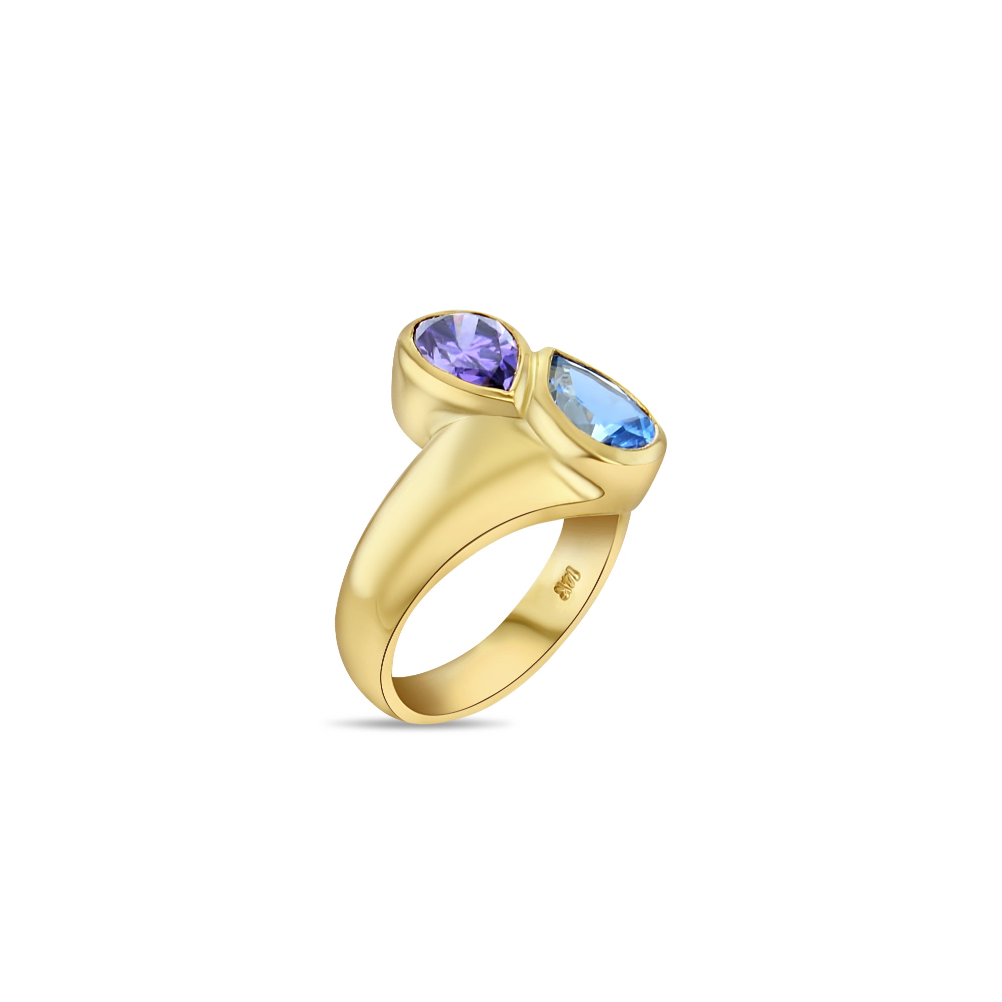Blue Topaz & Amethyst Pear Shaped Sterling Silver Ring for Women - Elegant Dainty Jewelry Gift for Birthday, Anniversary & Special Occasions