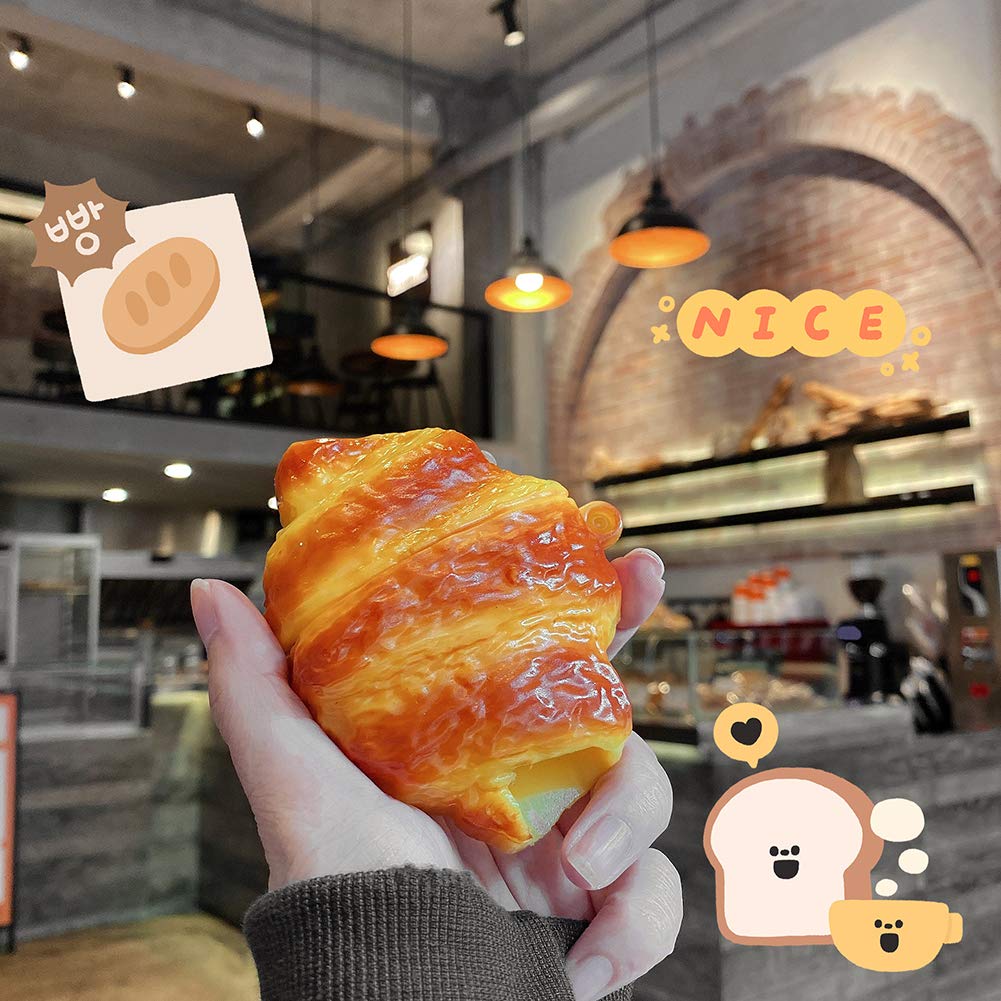 Cute Kawaii Bread Design AirPods Pro Case - Soft Silicone Shockproof Protective Cover with Wireless Charging Compatible | Perfect for Travel, Gym & Daily Use (Food-Themed)