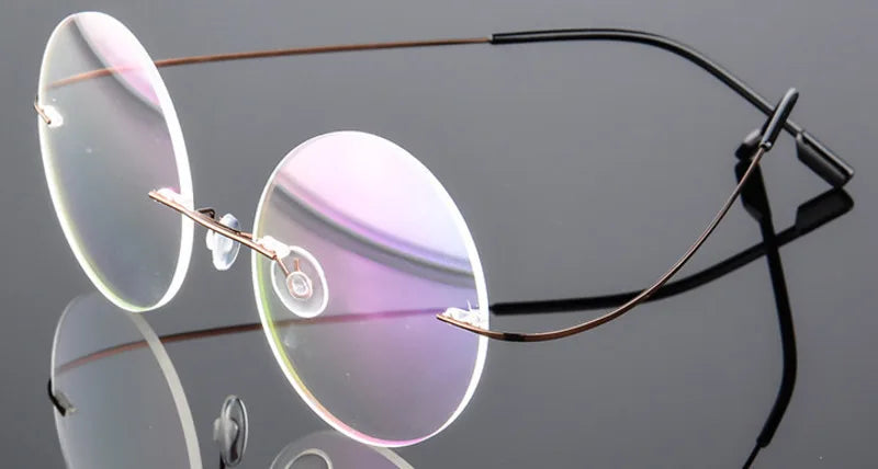 Brightzone Women's Rimless Round Titanium Alloy Eyeglasses 71171 - Lightweight & Durable Glasses for Work, Reading & Everyday Use