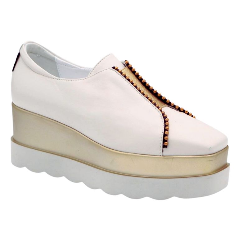 MARCO MOREO Women's White Platform Slip-On Sneakers - Comfortable Casual Shoes for Walking, Work & Everyday Wear | Fashion Slip On Loafers with Cushioned Sole (Style M781)