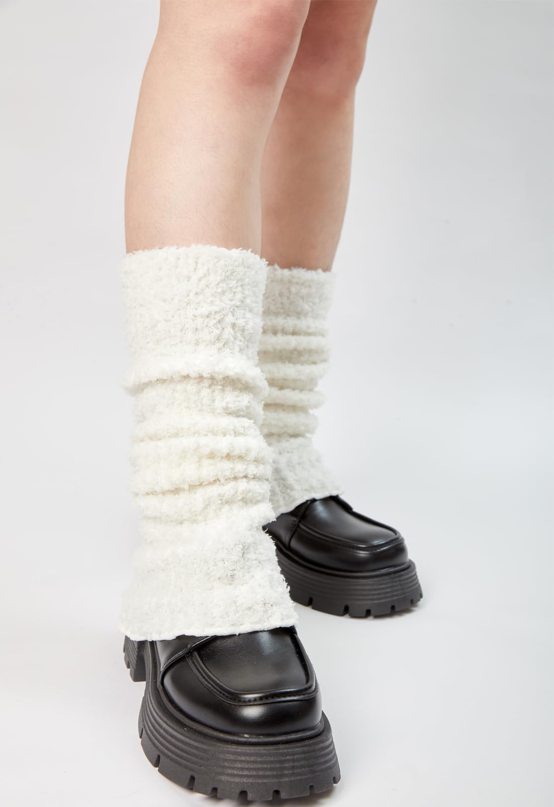 Women's Knit Fuzzy Leg Warmers - Winter Boot Socks for Concerts & College
