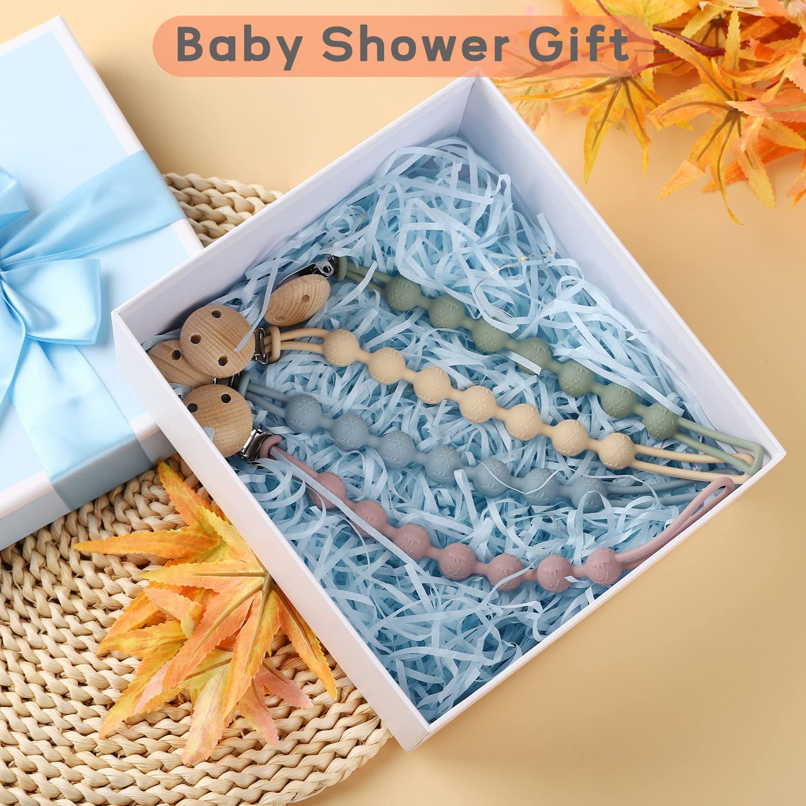 BPA-Free Silicone Pacifier Clips (2 Pack) - Safe One-Piece Design for Babies 3+ Months - Universal Fit for Most Pacifiers & Teethers - Perfect Baby Shower Gift (Sage & Ether) - Ideal for On-the-Go, Daycare & Travel Use