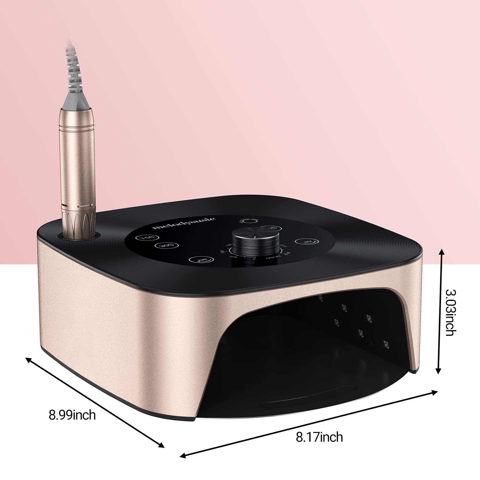 MelodySusie XC320C Professional 2-in-1 Nail Drill & UV Lamp - 30,000 RPM Electric Nail File with 4 Timer Settings for Acrylic, Gel & Poly Nail Removal & Curing - Perfect for Salon & Home Manicure/Pedicure Care