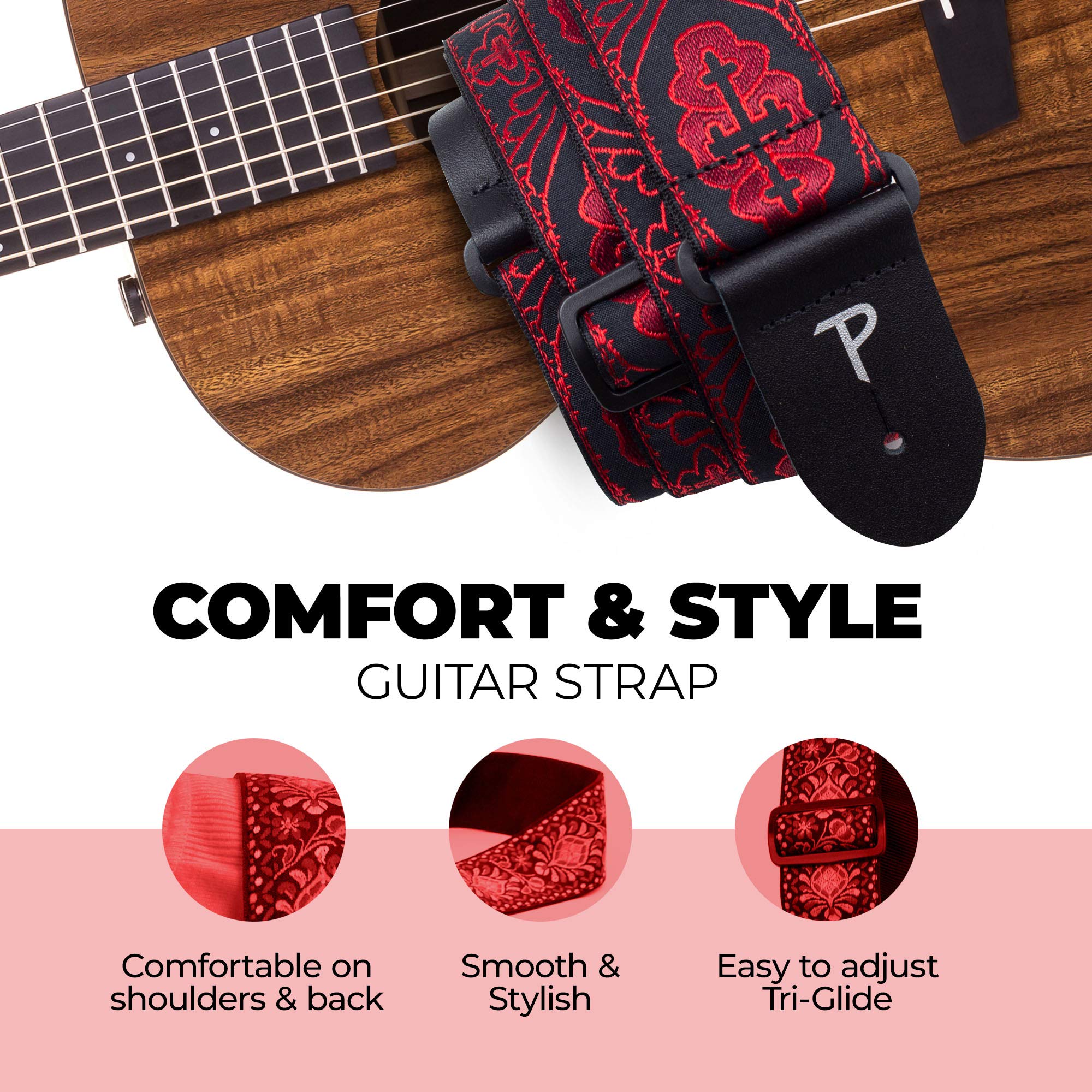 Perri’s Leathers Ltd. Adjustable Jacquard Guitar Strap for Acoustic, Bass & Electric Guitars - Handmade in Canada - Perfect for Live Performances & Studio Sessions