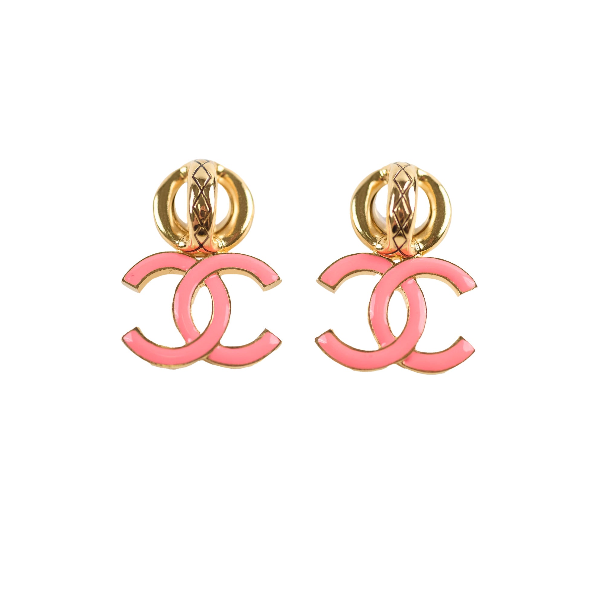 Chanel CC Logo Pearl Earrings in Pink - Elegant Luxury Fashion Jewelry for Women, Perfect for Parties, Weddings & Special Occasions