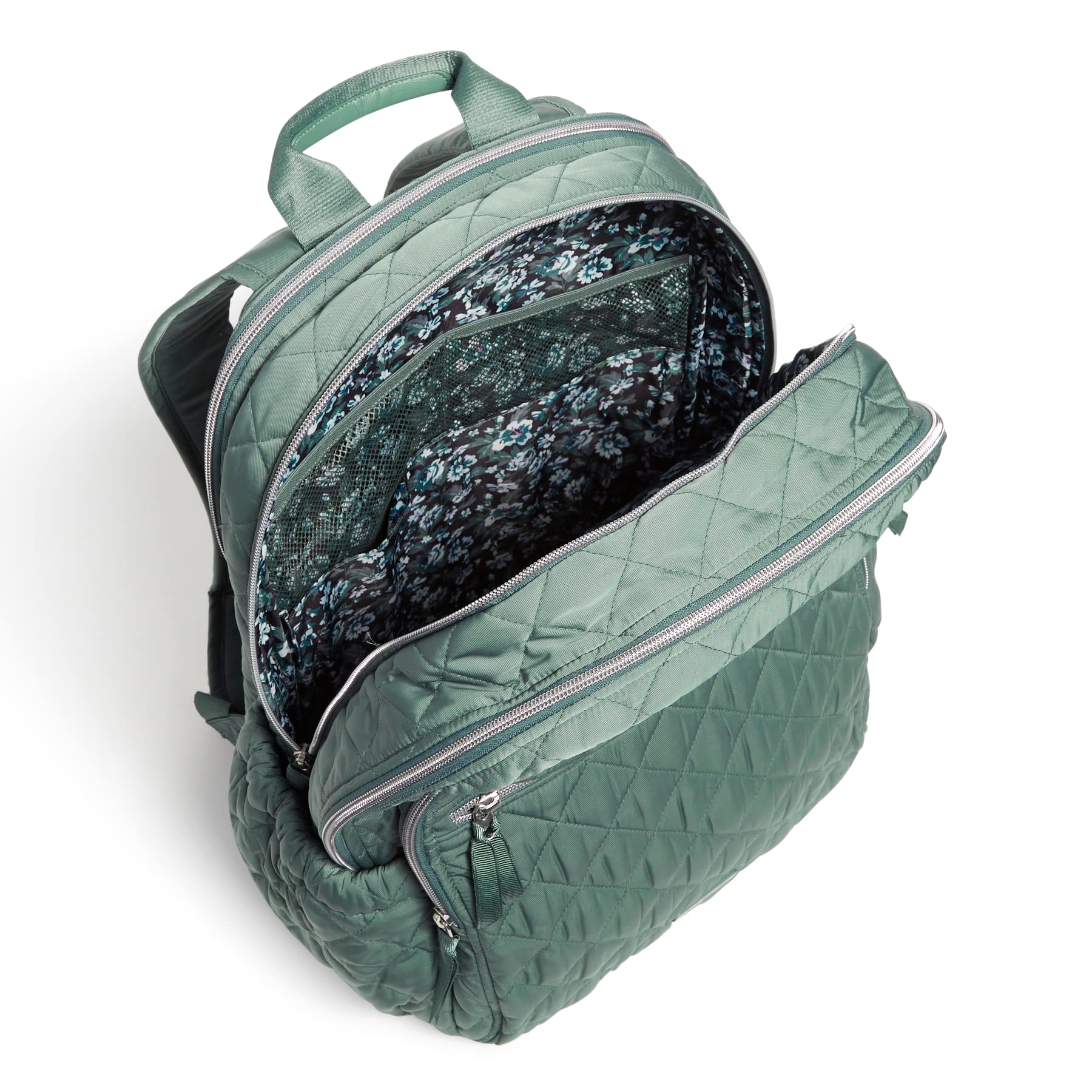 Vera Bradley Women's Performance Twill XL Campus Backpack - Olive Leaf - Spacious Laptop Bag for College, Work & Travel - Durable School Backpack with USB Port & Padded Straps