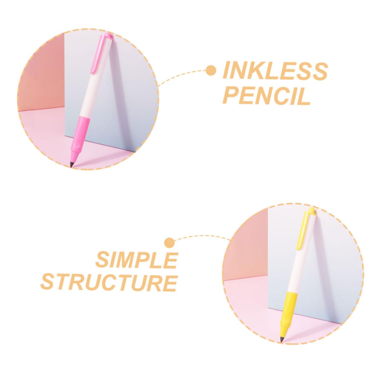 VILLCASE Inkless Pencil Set - 8 Pack Eternal Pencils, Forever Writing Pencils for Students, No Sharpening Needed, Lightweight Plastic Design - Perfect for School, Office, and Everyday Use