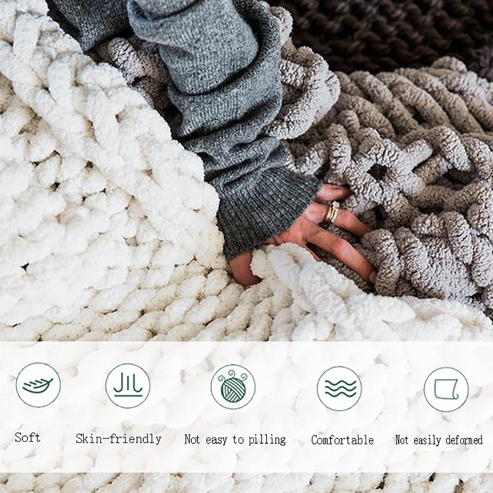 Soft Chunky Knit Blanket - Handmade Chenille Throw for Cozy Warmth | Perfect for Sofa, Baby, Photography & Home Decor | Ultra-Plush Bedding & Air Conditioner Blanket for All Seasons
