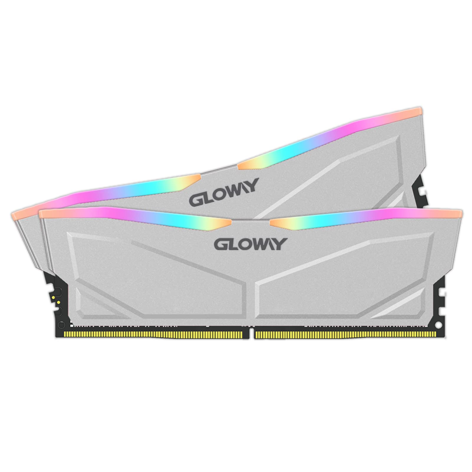 Gloway 32GB (2x16GB) DDR5 6400MHz RGB Gaming RAM - White LED Desktop Memory Kit (288-Pin, CL18) for High-Performance PCs, Gaming Rigs & Content Creation Workstations