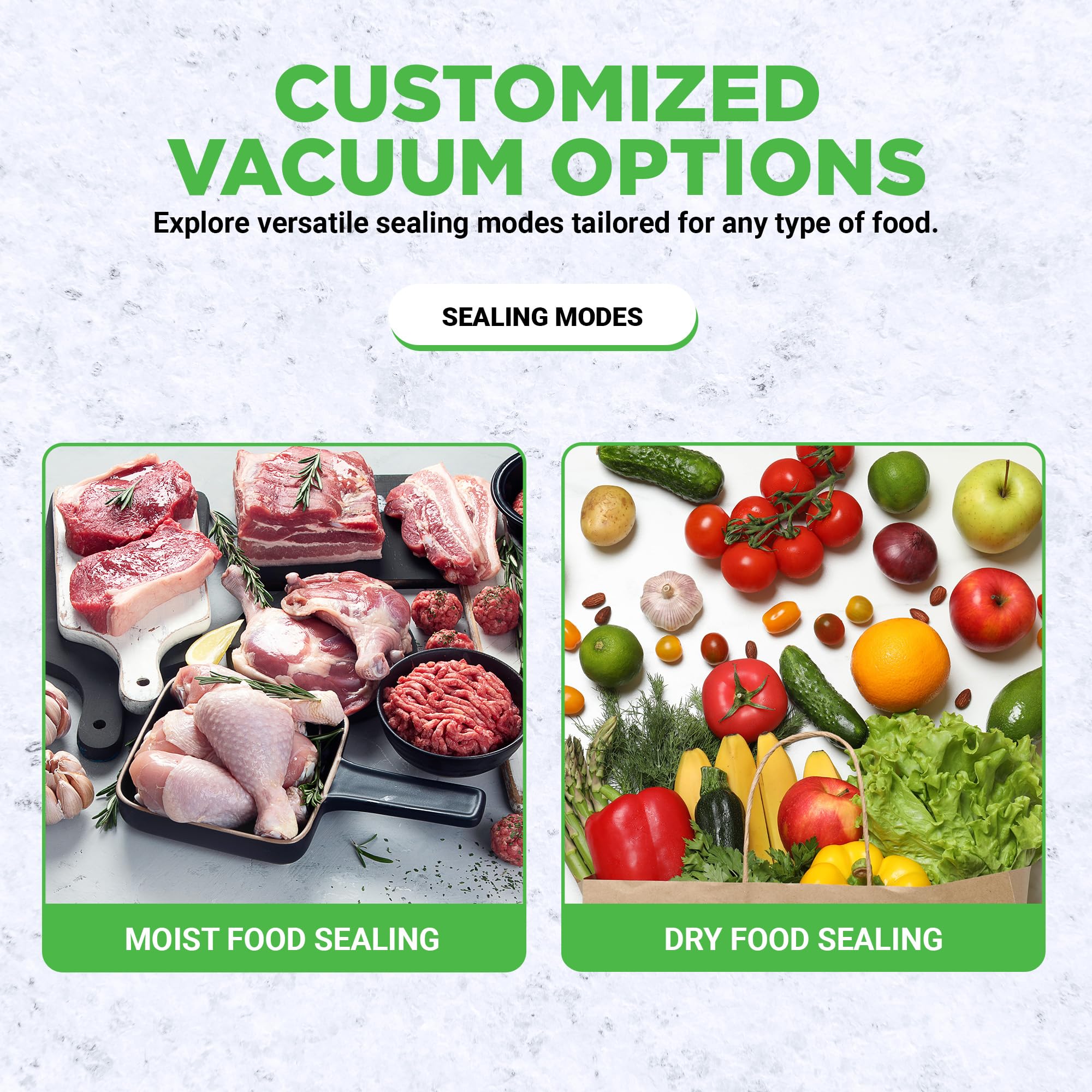 NutriChef PKVS35STS 110W Automatic Food Vacuum Sealer Machine with 2 Seal Modes - Stainless Steel Vacuum Sealer for Meat, Sous Vide, Meal Prep & Food Preservation - Includes Vacuum Roll Bags & Air Hose - Perfect for Kitchen, Camping & Bulk Food Storage