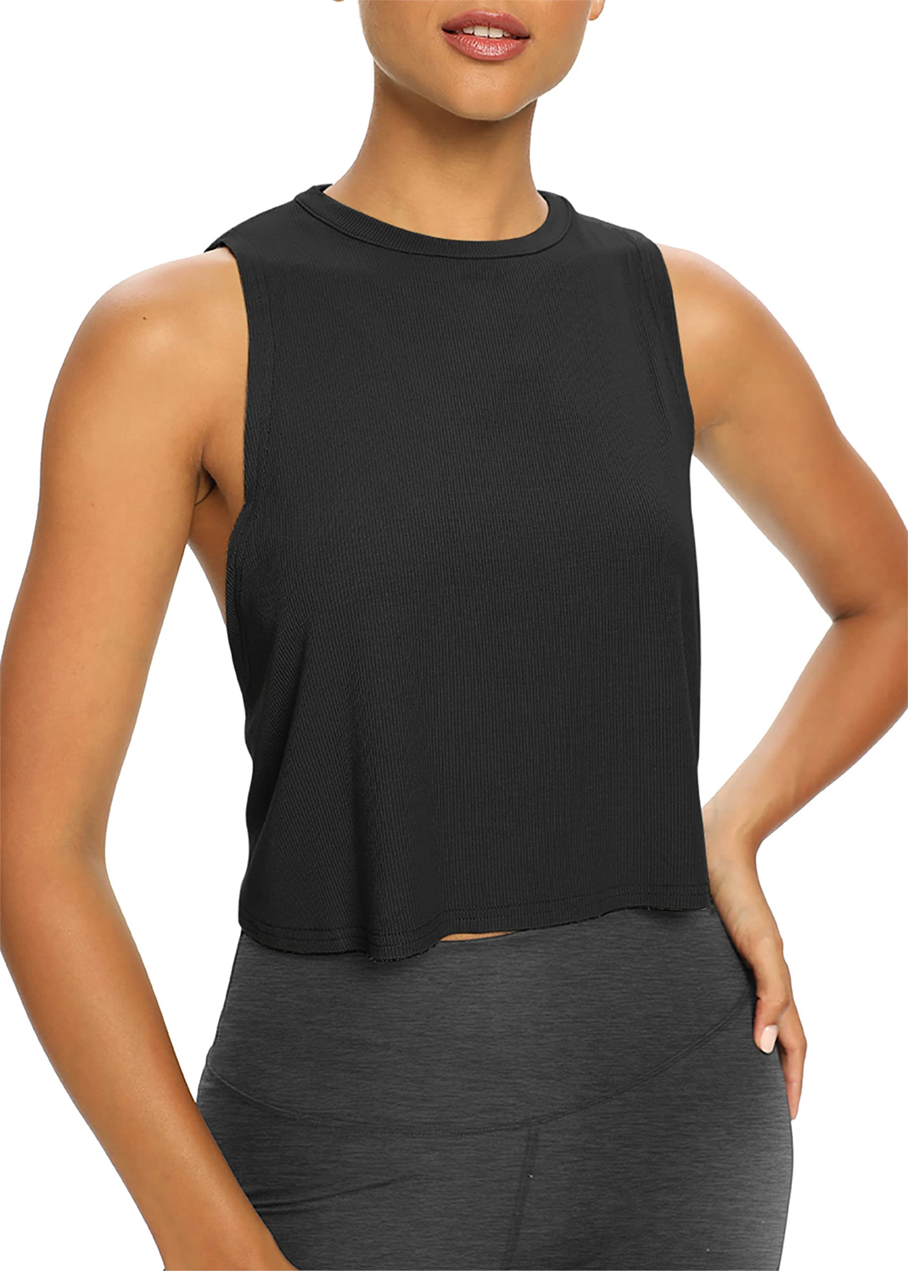Bestisun Women's Open Back Workout Shirts - Cropped Yoga Tank Tops for Gym & Running - Breathable Backless Athletic Clothes for Yoga, Pilates & Summer Workouts