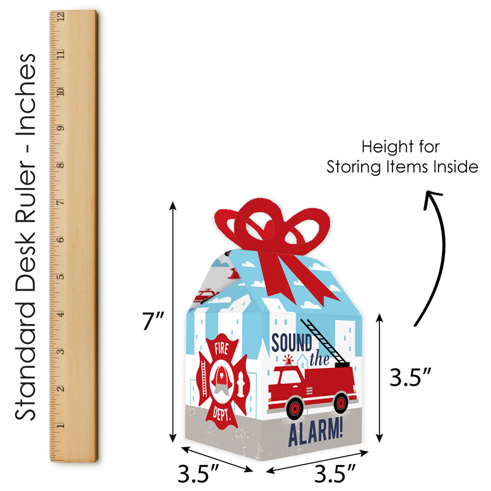 Fire Truck Favor Gift Boxes - Set of 12 for Baby Showers & Birthday Parties
