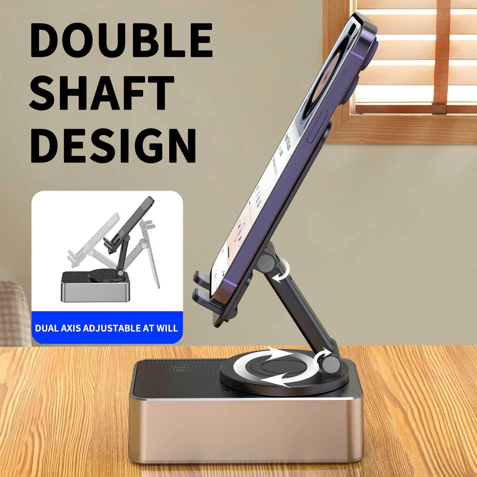 360° Rotating Foldable Phone Stand with Speaker - Adjustable Mobile Phone Holder for Home, Office, Indoor & Outdoor Use - Perfect for Video Calls, Watching Movies & Hands-Free Viewing