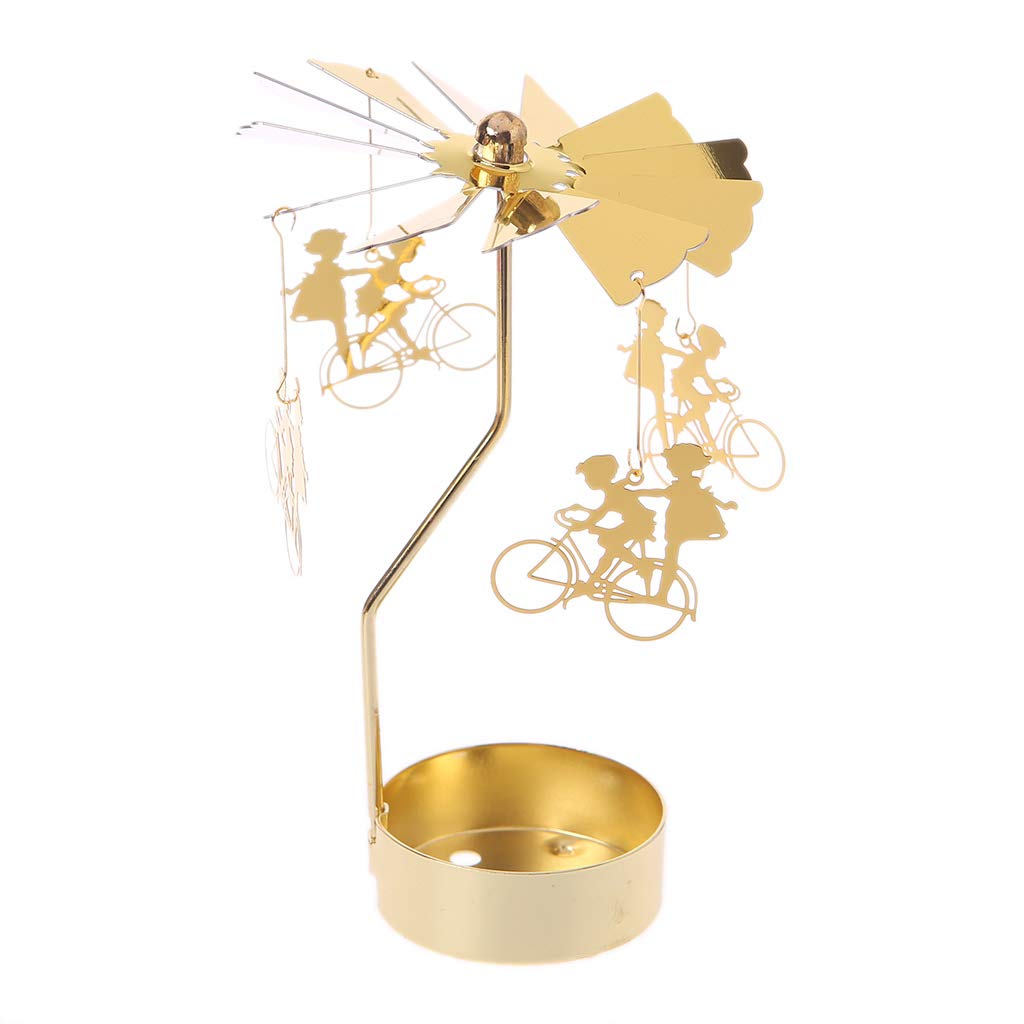 Spinning Rotary Carousel Tea Light Candle Holder Stand - Elegant Wedding Centerpiece Decor, Romantic Home Ambiance Lighting for Parties & Special Occasions