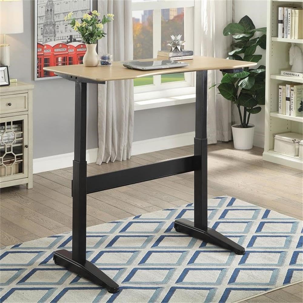 Furniture of America Glenda Adjustable Height Metal Standing Desk - Black Compact Workspace Solution for Small Offices & Home Use