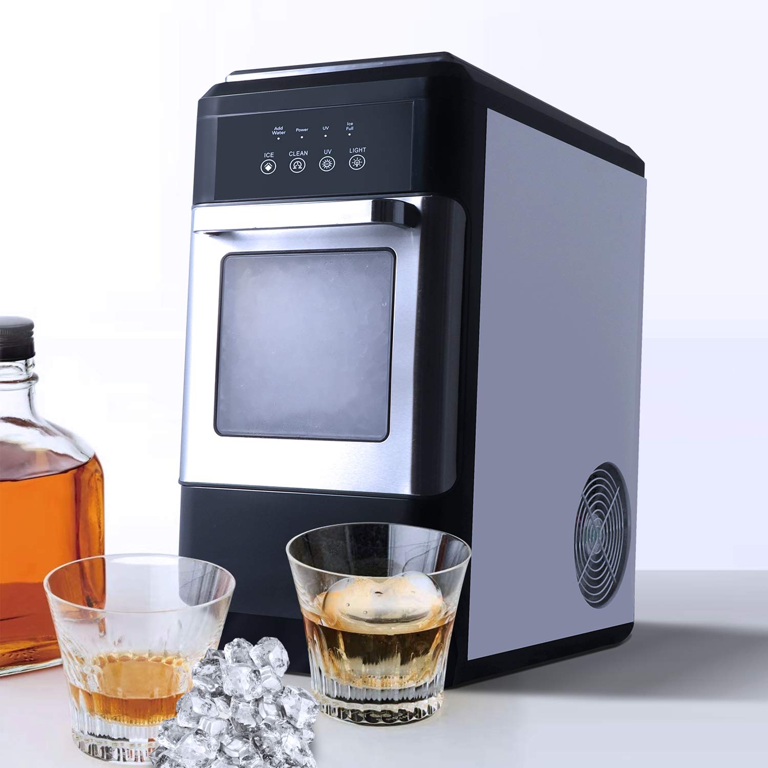 Portable Chewable Nugget Ice Maker Machine - 44lbs/Day, Self-Cleaning Countertop Ice Maker for Home, Office, and Commercial Use - Perfect for Cocktails, Smoothies, and Beverages