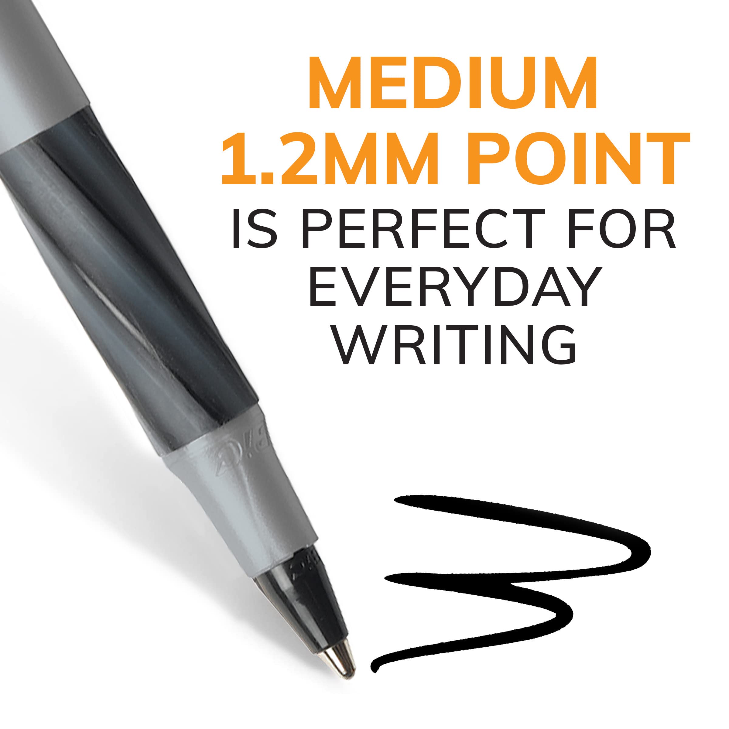 BIC Round Stic Grip Xtra Comfort Black Ballpoint Pens - 36 Pack (1.2mm Medium Point) - Smooth Writing Pens with Soft Grip for Comfort & Control - Ideal for Office, School, Note Taking & Everyday Use