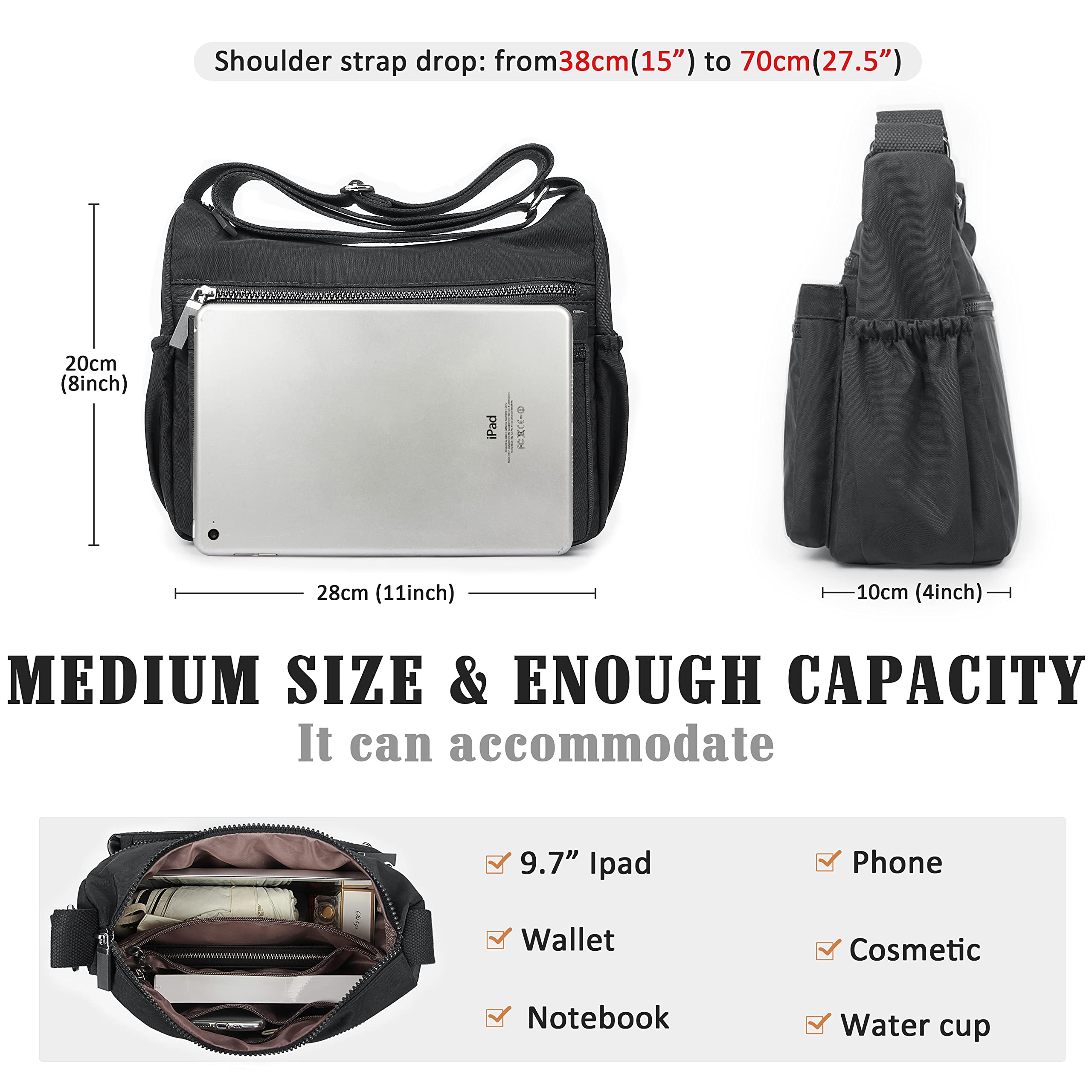 VOLGANIK ROCK Women's RFID Anti-Theft Crossbody Bag - Water Resistant Travel Purse with Shoulder Strap | Perfect for Daily Commute, Shopping & Vacation Trips