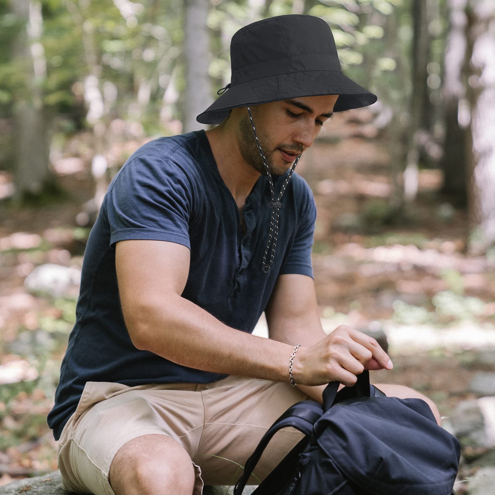 Durio Men's Waterproof Bucket Hat - Packable Sun Hat for Summer, Beach & Outdoor Travel - Perfect for Hiking, Fishing, and Vacation