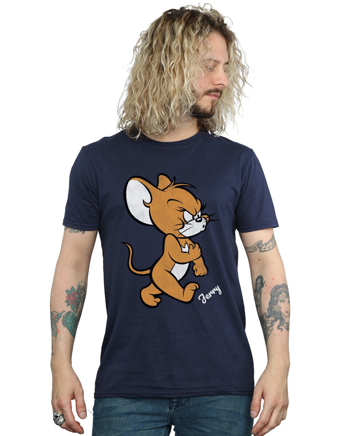 Tom and Jerry Men's Angry Mouse Graphic T-Shirt - Navy Blue XX-Large - Funny Cartoon Tee for Casual Wear, Gifts, and Pop Culture Fans