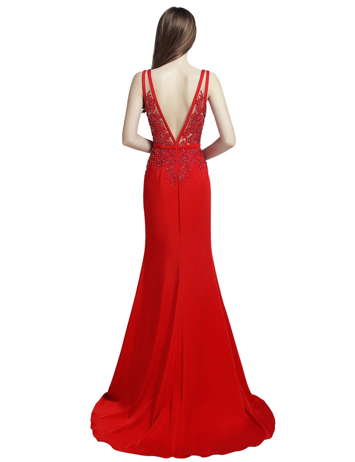 Sarahbridal Women's V-Neck Prom Dresses Long 2022 Applique Satin Formal Evening Ball Gowns for Homecoming, Wedding Guest & Special Occasions