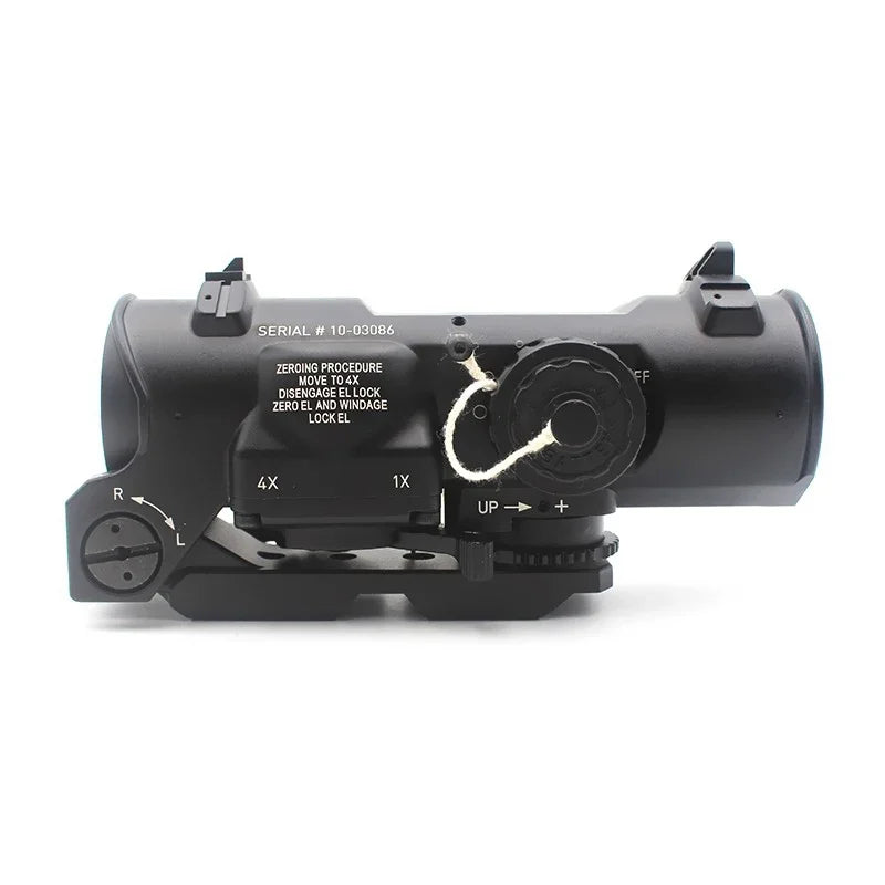 Tactical Rifle Scope 1-4x24 DR Fixed Dual Field of View with Red Illuminated Reticle - Full Markings for Airsoft, Hunting & Tactical Shooting | Perfect for Low Light Conditions & Precision Targeting