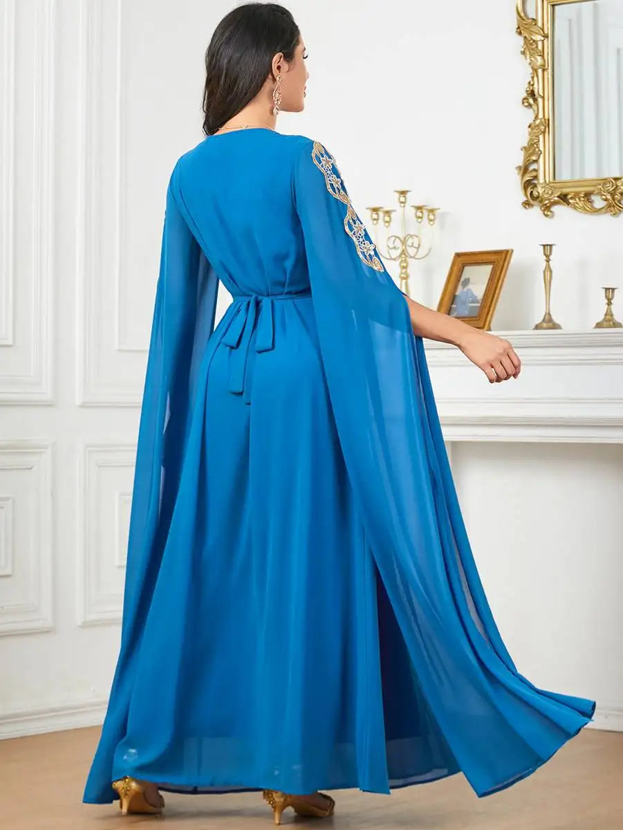 Elegant Arab Chiffon Kaftan Dress - Traditional Jalabiya for Women | Perfect for Eid Celebrations, Weddings & Special Occasions