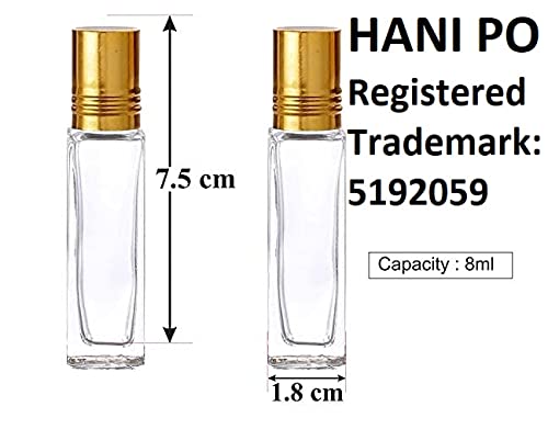 HANI PO™ 8ml Empty Reusable Roll On Glass Bottles for Essential Oils, Perfume, Aromatherapy - Pack of 12 - Perfect for DIY Beauty, Travel & Gift Sets