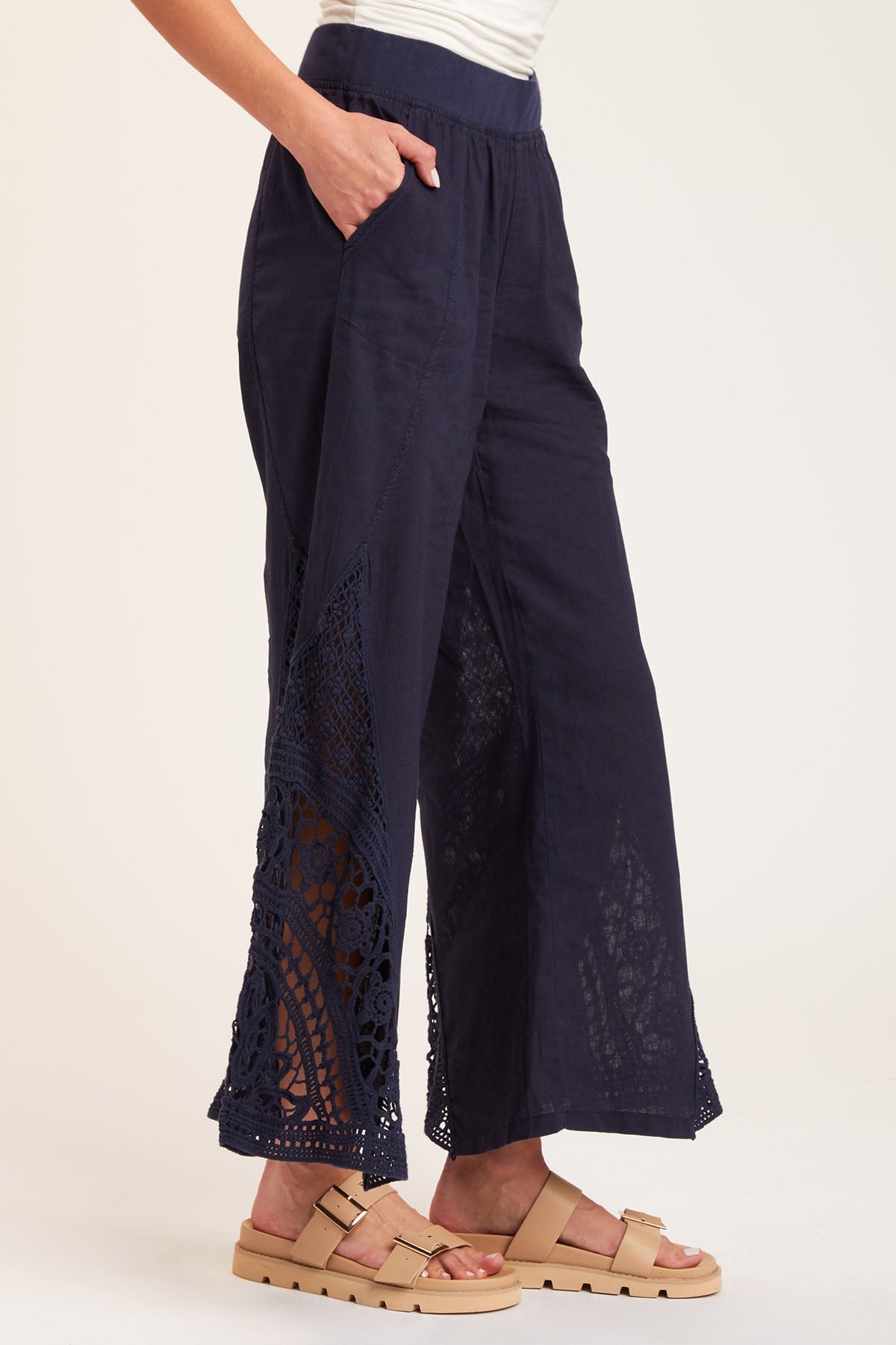 Ismay Women's Wide Leg Navy Pants - Comfortable High Waisted Trousers for Work, Office & Casual Wear | Perfect for Business, Travel & Everyday Outfits