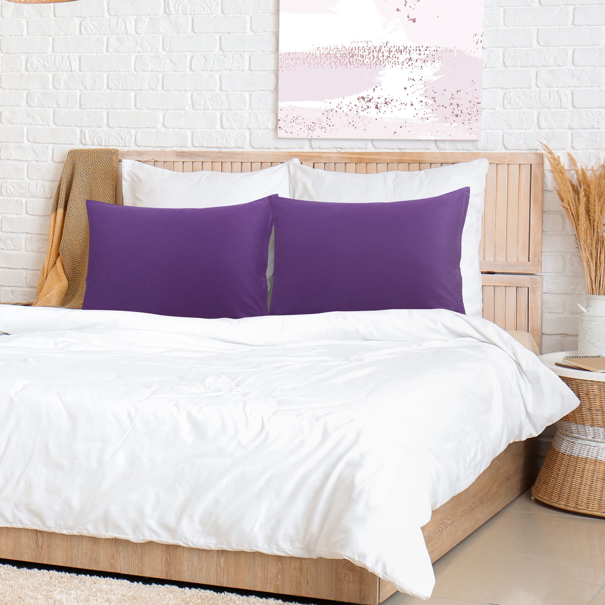 Soft & Breathable Pillowcases Set of 2 - 100% Cotton Standard Size Pillow Covers for Bedroom - Perfect for Home, Hotel, and Travel Use