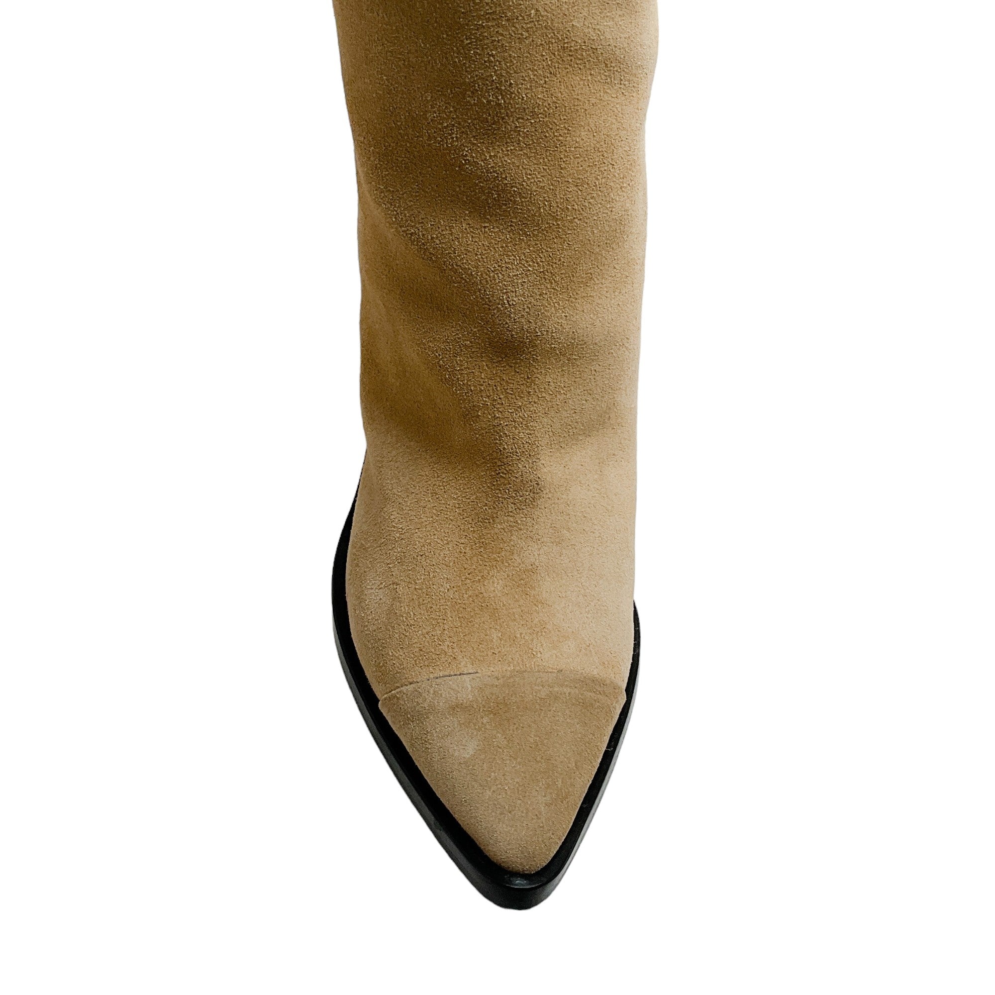 Iro Beige Suede Drova Boots for Women - Stylish Ankle Boots with Chunky Heel | Perfect for Fall Outfits, Office Wear & Date Nights