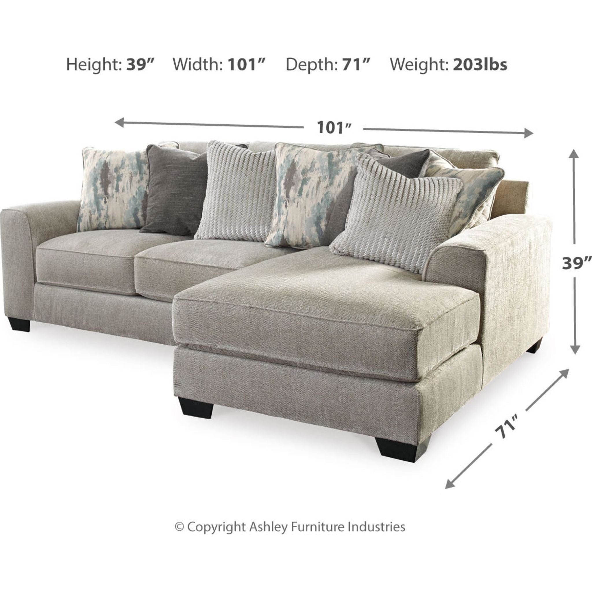 Ardsley 5-Piece Sectional Sofa with Chaise Lounge - Modern L-Shaped Couch Set for Living Room, Family Room & Home Theater - Soft Fabric Upholstery & Comfortable Seating