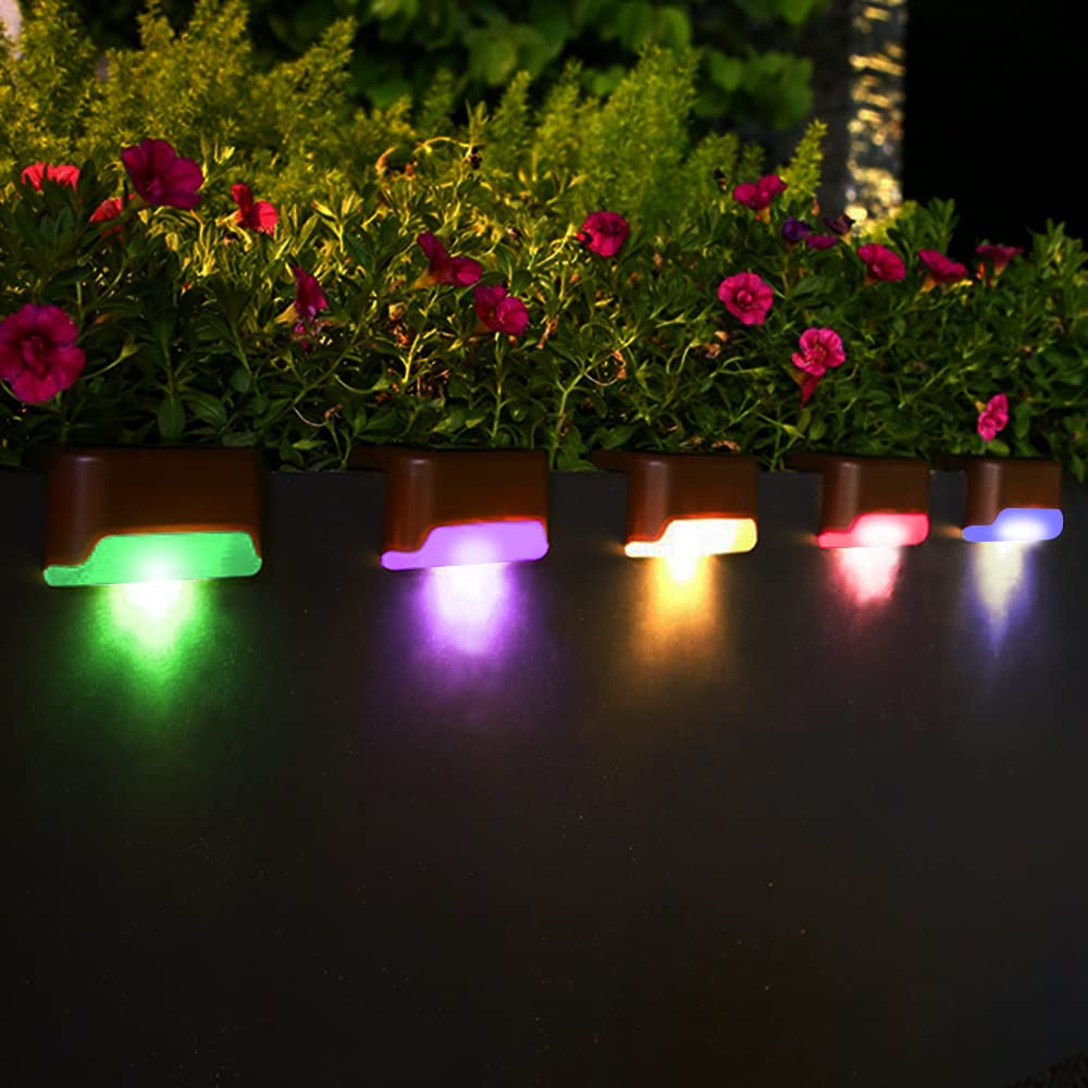 16 Pack Solar Deck Lights Outdoor - Waterproof LED Color Changing Solar Step Lights for Stairs, Patio, Yard, Garden & Pathway | Solar Fence Lights with Auto On/Off for Nighttime Safety & Decoration