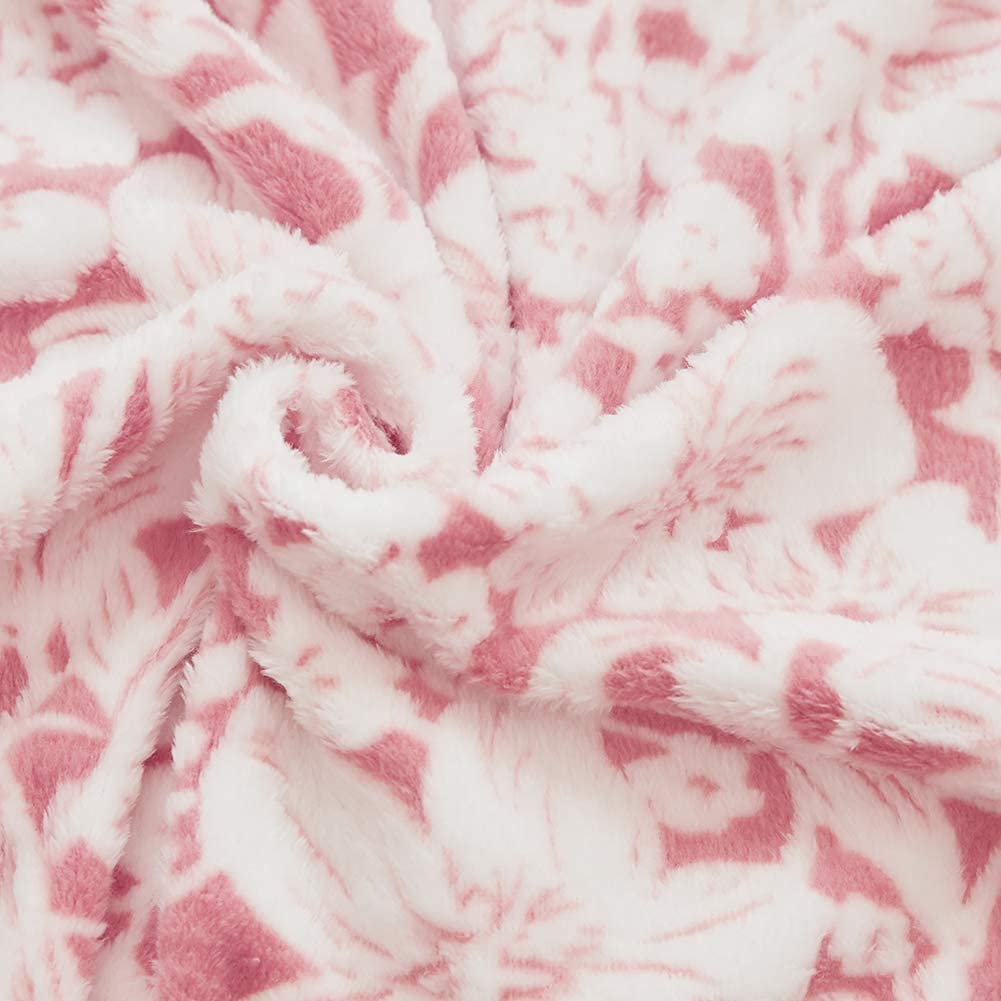 FY FIBER HOUSE Flannel Fleece Throw Blanket - Ultra Soft Lightweight Microfiber Blanket with Floral Print, 90