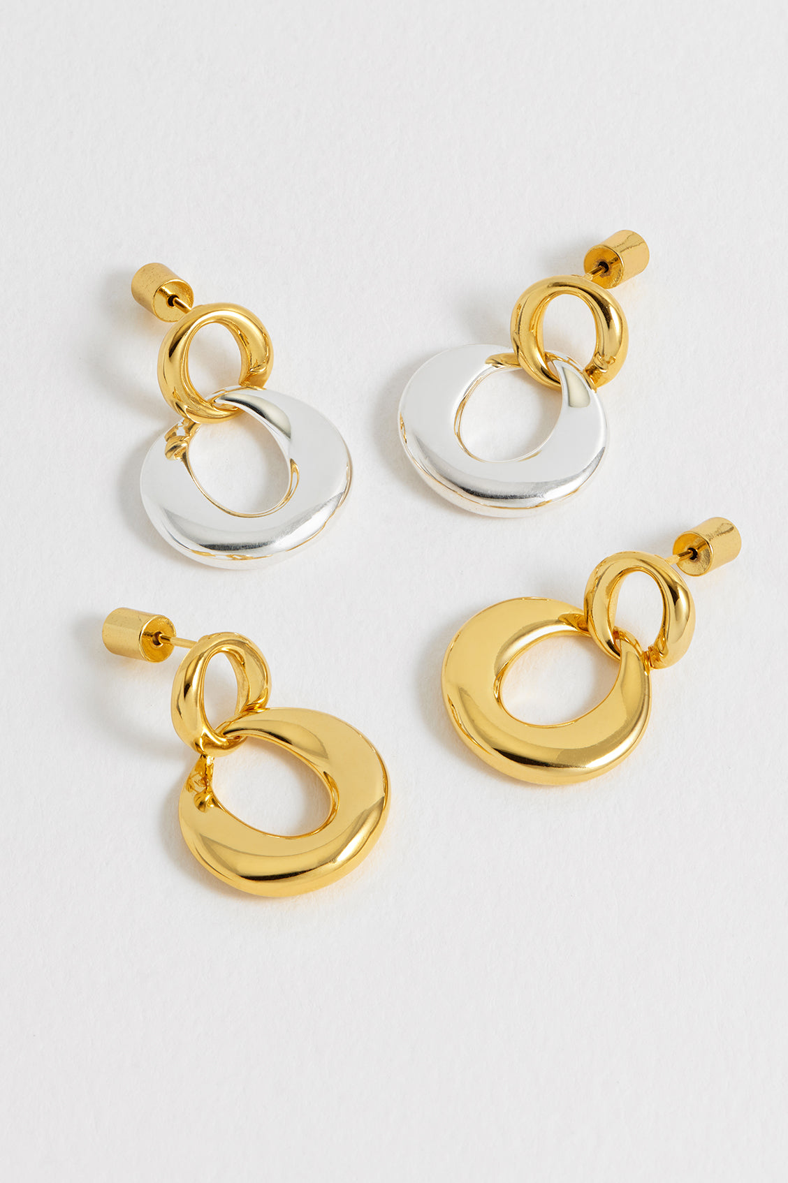 Double Round Link Earrings for Women - 14K Gold Plated Hoop Earrings, Minimalist Dainty Jewelry for Everyday Wear, Gift for Her - Perfect for Office, Date Night & Special Occasions
