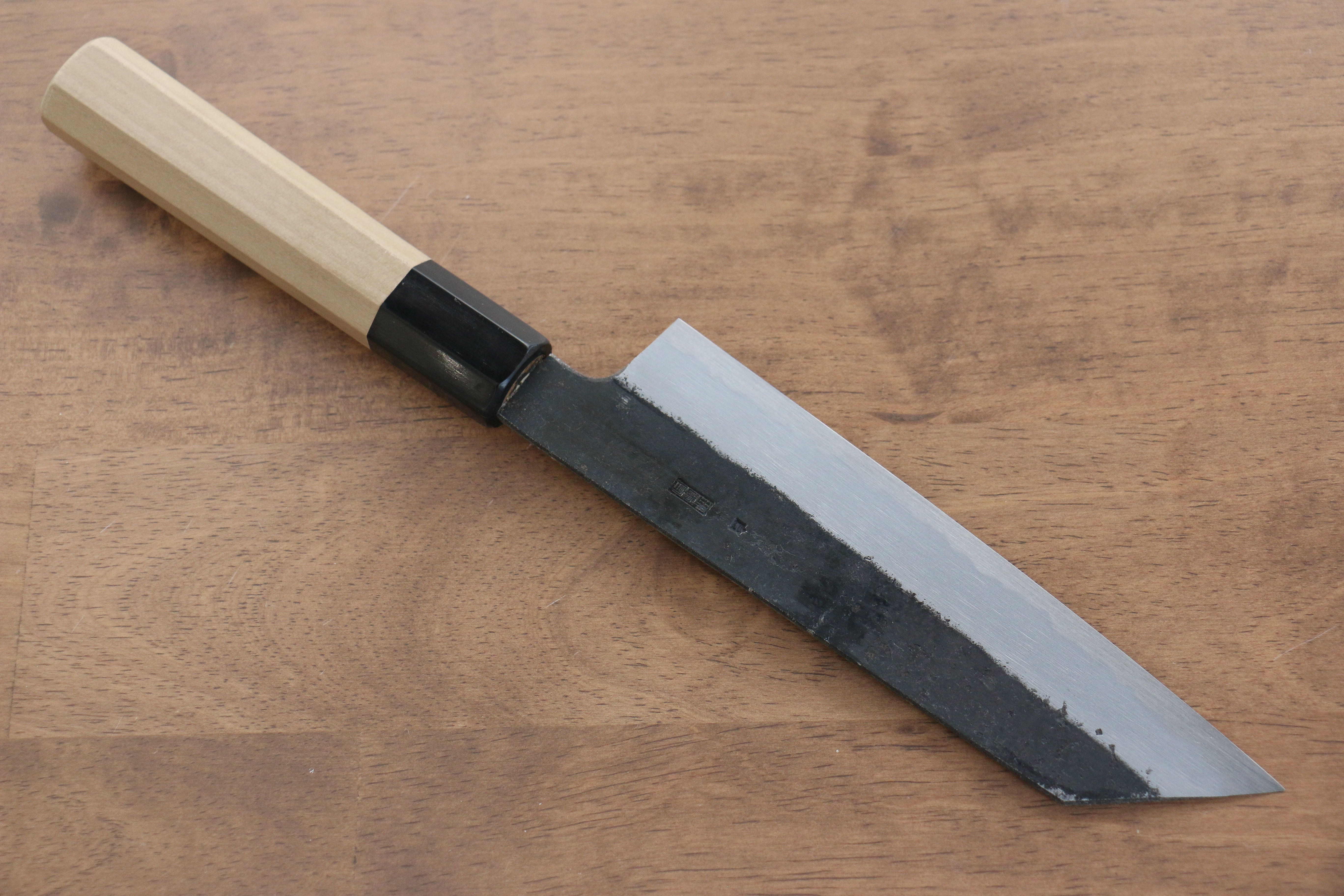 Premium Kikuzuki White Steel No.2 Kiritsuke Santoku Knife 180mm - Black Finish, Magnolia Wood Handle - Perfect for Sushi, Vegetables & Asian Cuisine