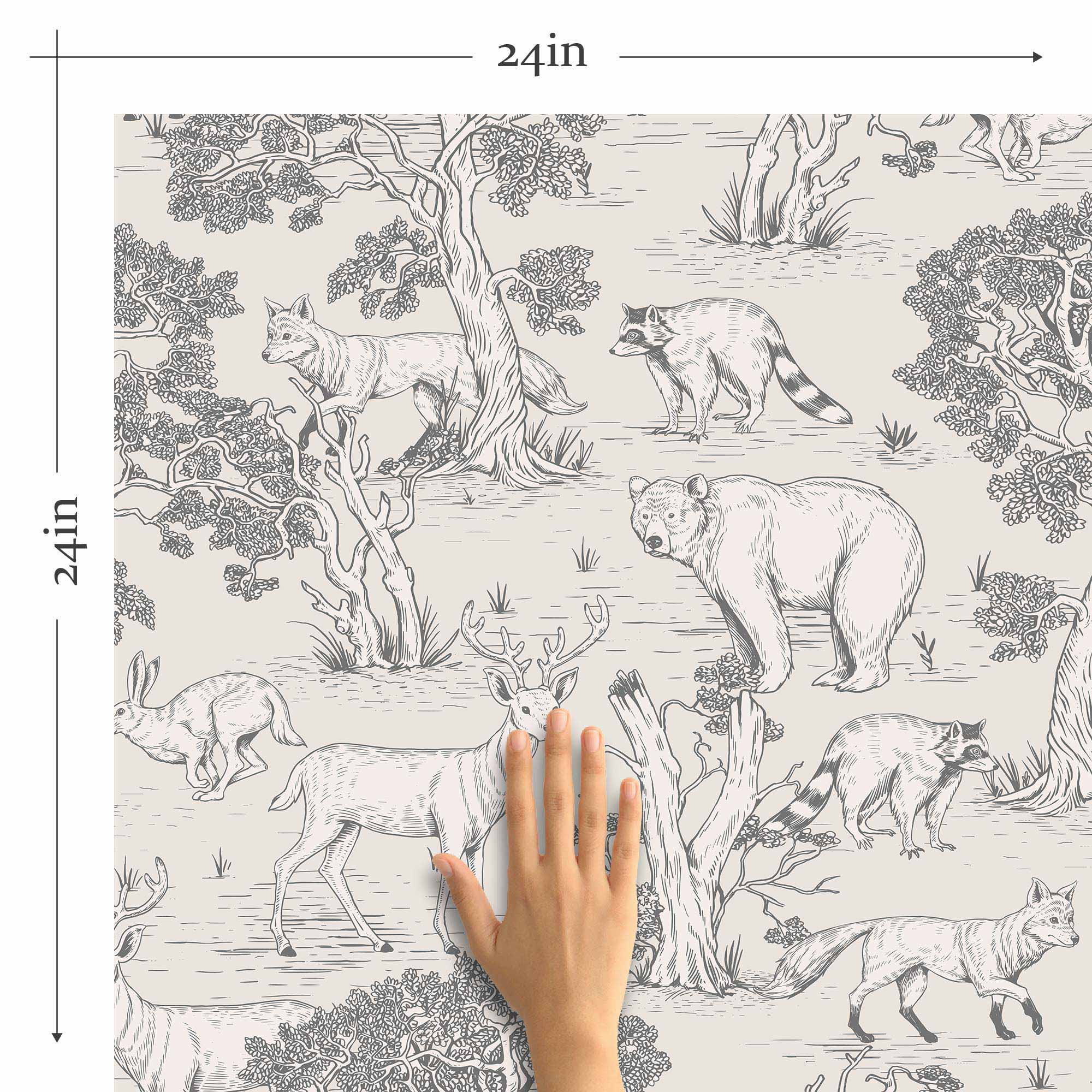 Grey Forest Peel and Stick Removable Wallpaper - Self-Adhesive Decorative Wall Covering for Bedroom, Living Room & Office - Easy Installation & Damage-Free Removal