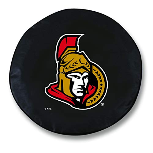 Ottawa Senators Black Vinyl Fitted Spare Car Tire Cover by Holland Bar Stool Co. - Perfect for Tailgating, RV Camping & Outdoor Events