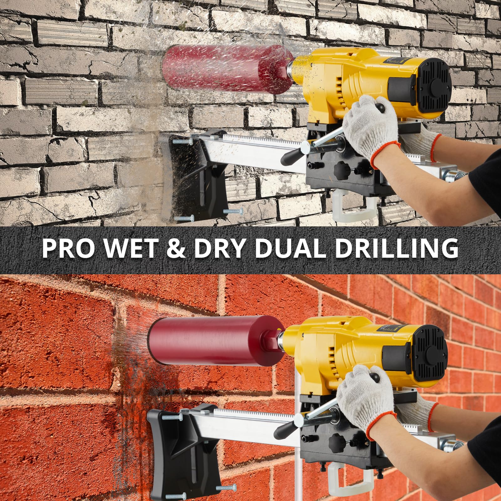 GARVEE 2500W Diamond Core Drill Machine - Wet/Dry Concrete Drilling Rig with Stand & 4.25